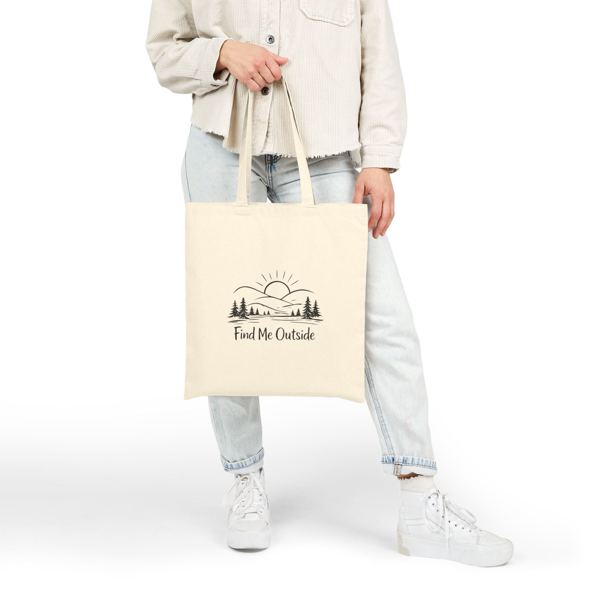 Tote Bag — "Find Me Outside" Canvas Tote (Outdoors, Hiking, Nature Lover Gift)