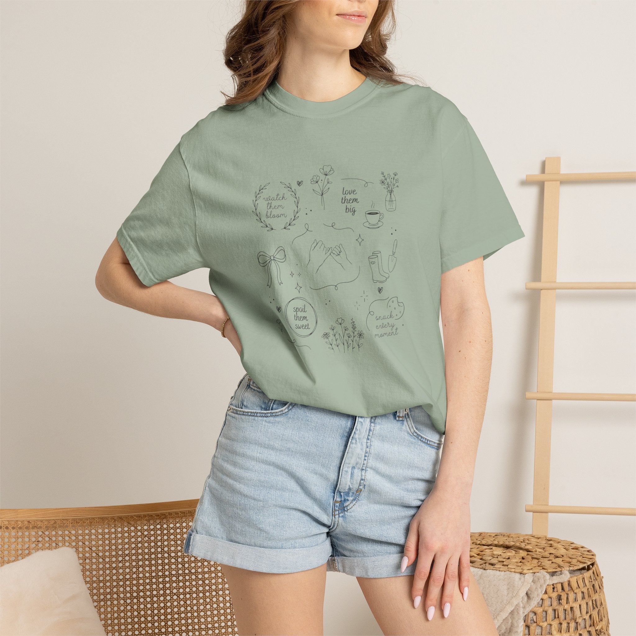 Doodle Positivity T-Shirt — Minimal Floral & Inspirational Sketches