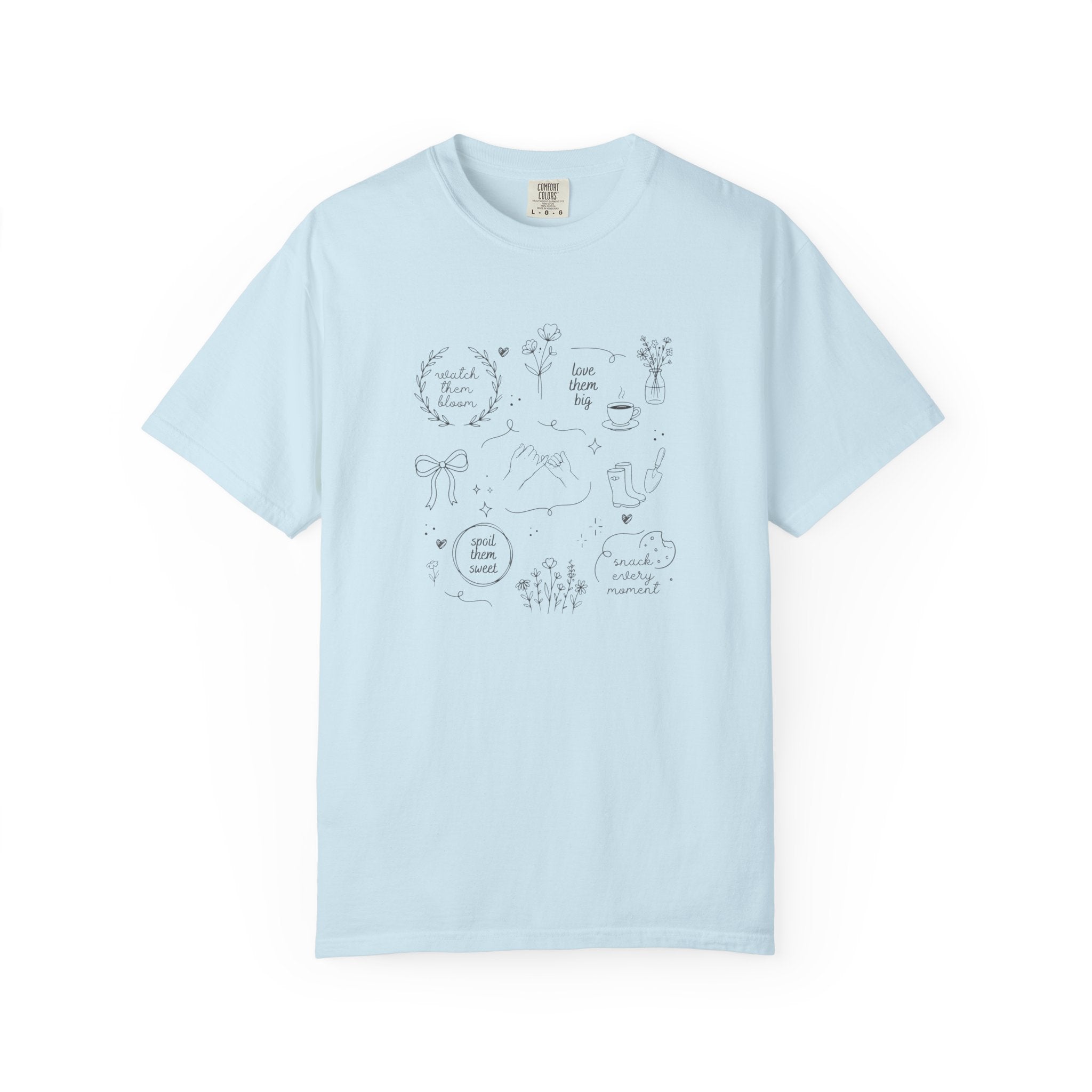 Doodle Positivity T-Shirt — Minimal Floral & Inspirational Sketches