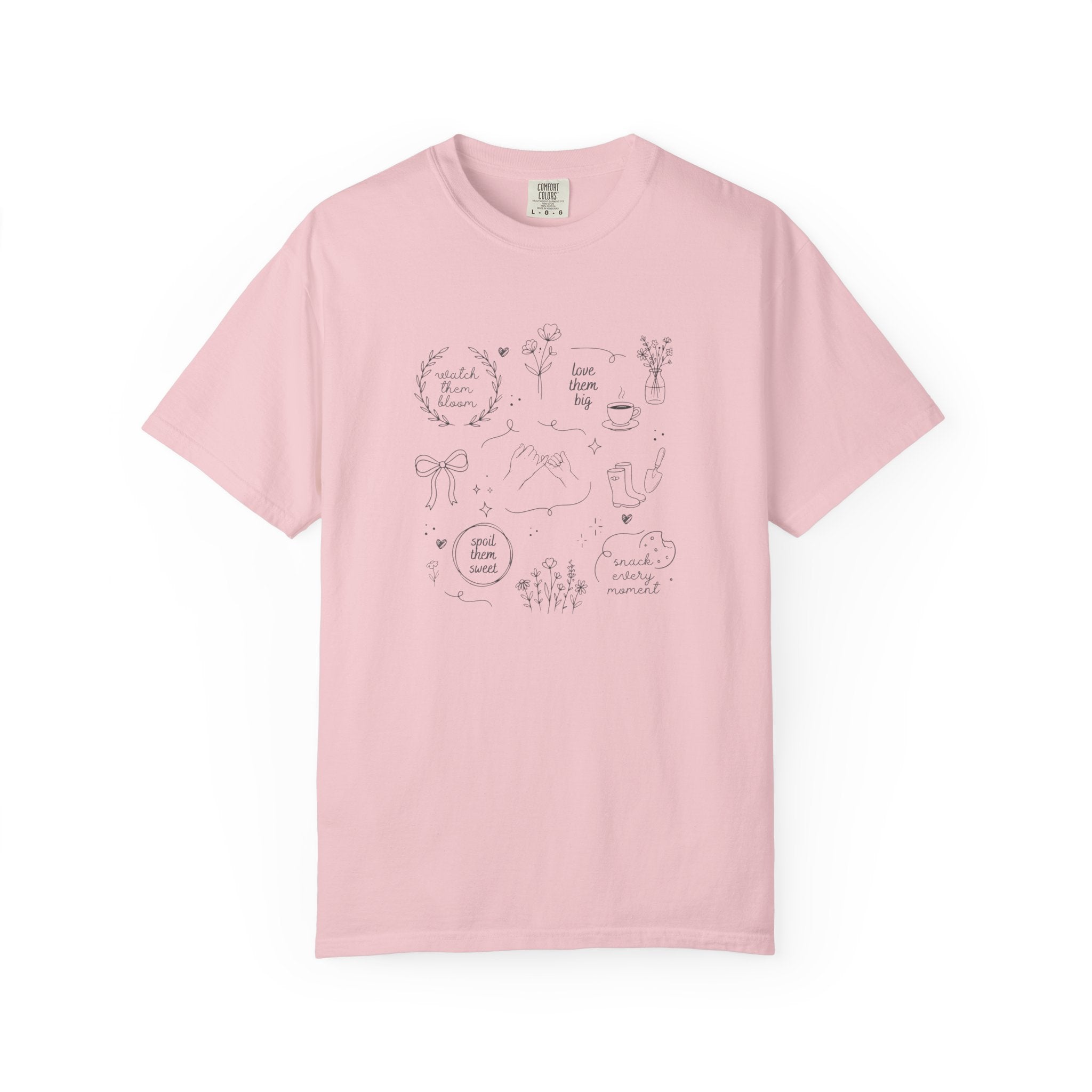 Doodle Positivity T-Shirt — Minimal Floral & Inspirational Sketches
