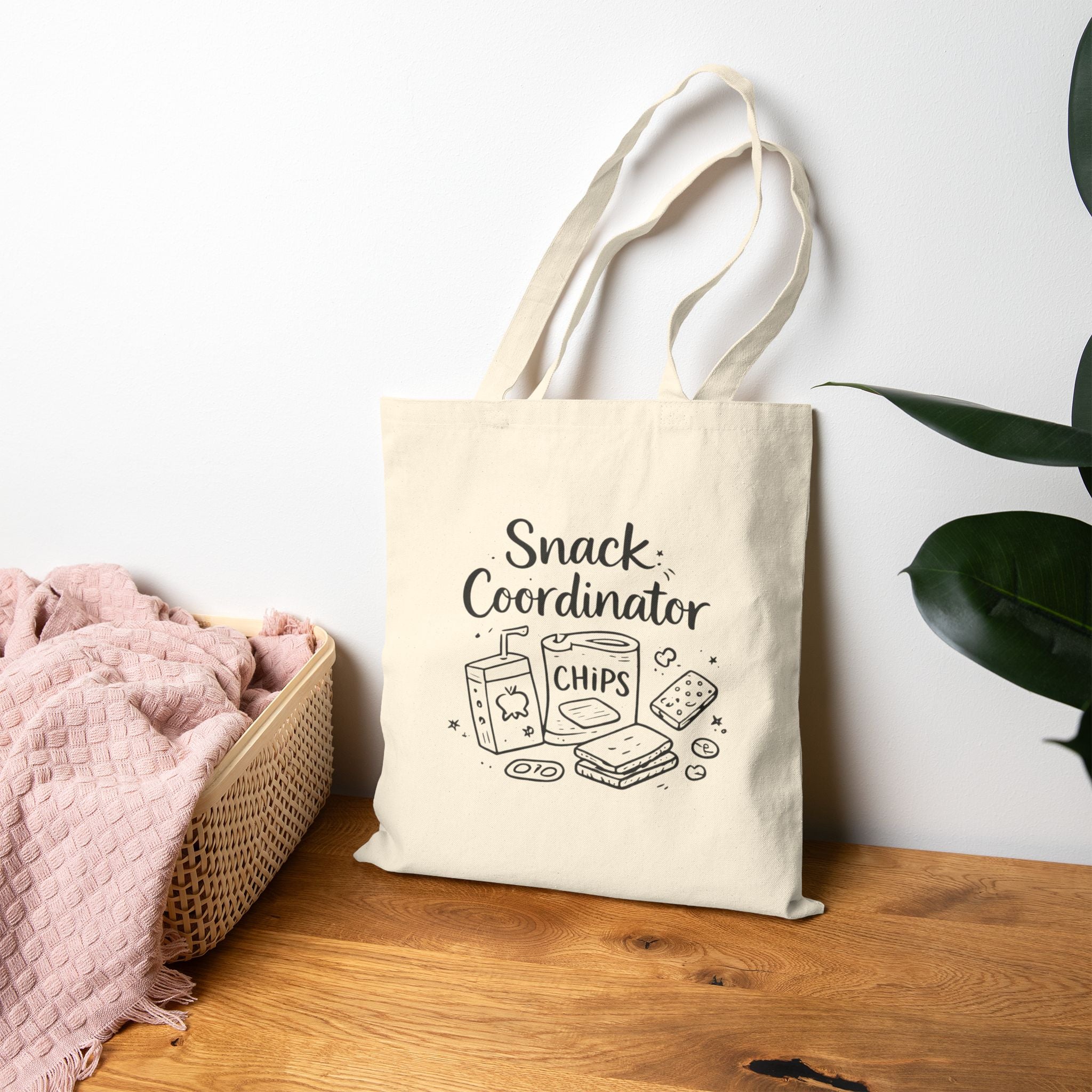 Tote Bag — "Snack Coordinator" Canvas Grocery & School Tote