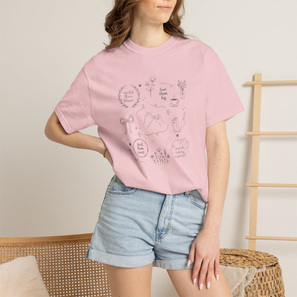 Doodle Positivity T-Shirt — Minimal Floral & Inspirational Sketches