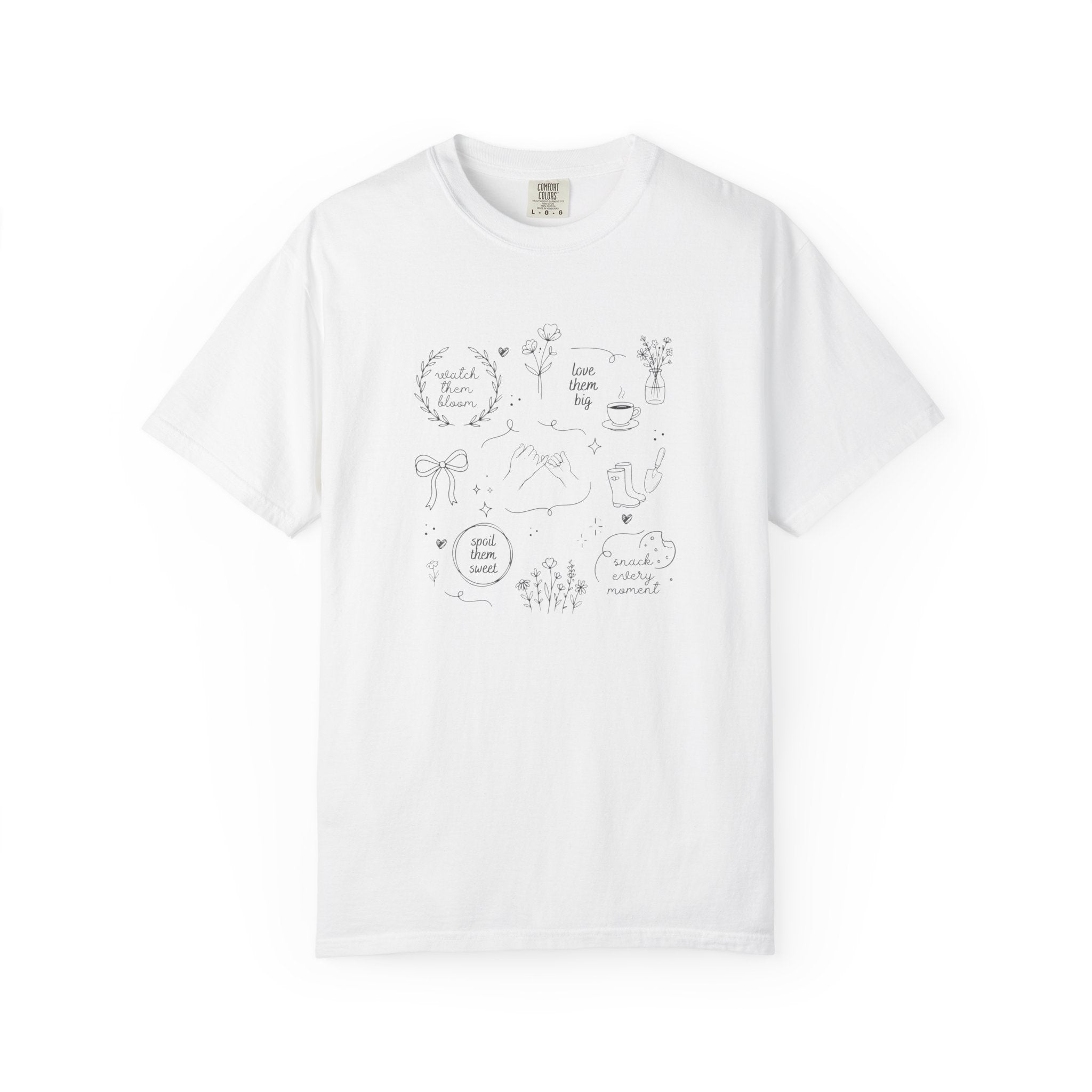 Doodle Positivity T-Shirt — Minimal Floral & Inspirational Sketches