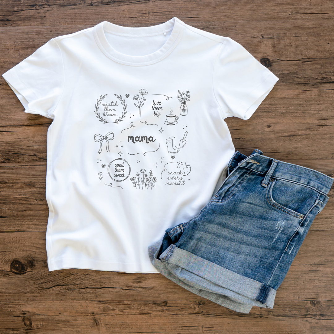Doodle Positivity T-Shirt — Minimal Floral & Inspirational Sketches