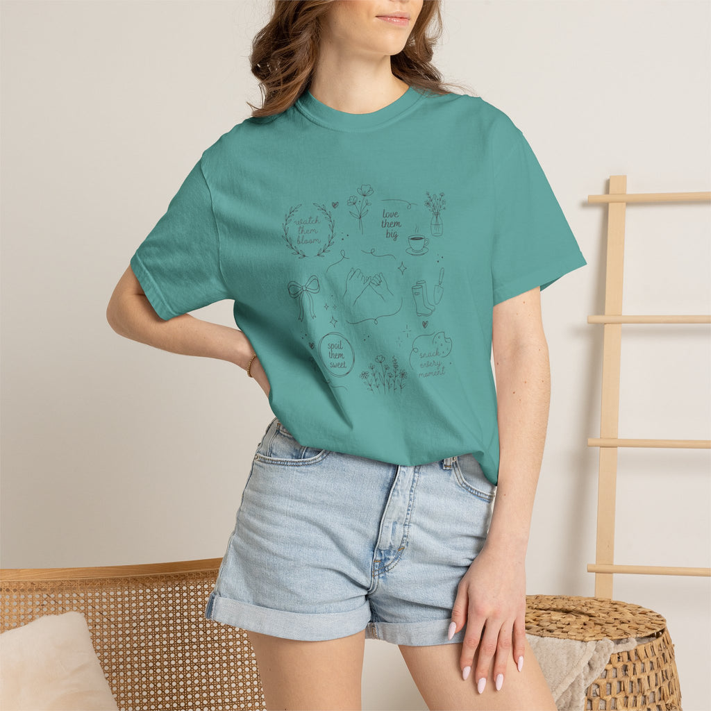 Doodle Positivity T-Shirt — Minimal Floral & Inspirational Sketches