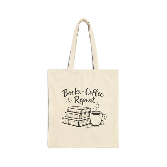 Books, Coffee, Repeat Canvas Tote