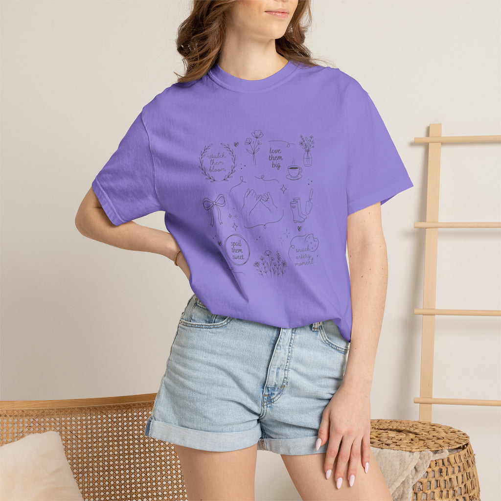 Doodle Positivity T-Shirt — Minimal Floral & Inspirational Sketches