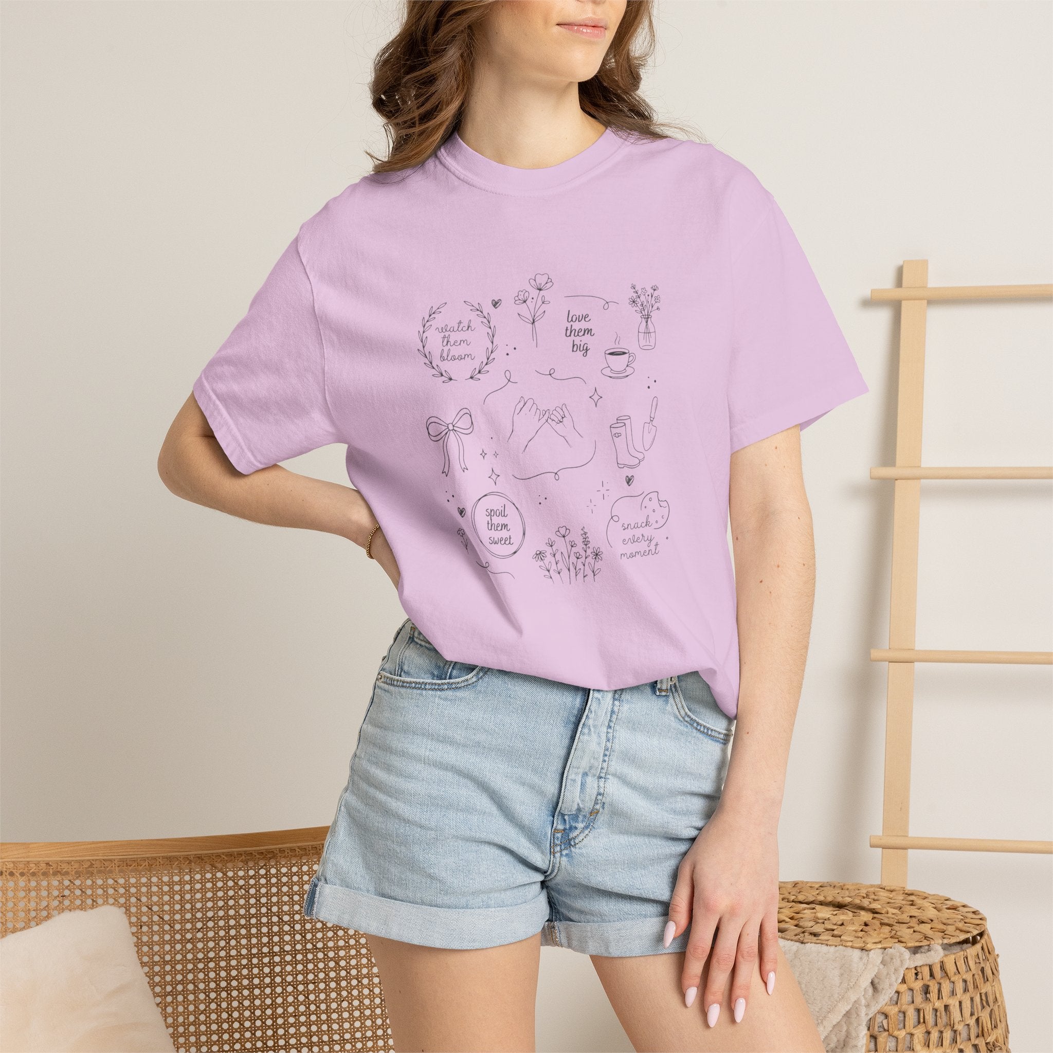 Doodle Positivity T-Shirt — Minimal Floral & Inspirational Sketches