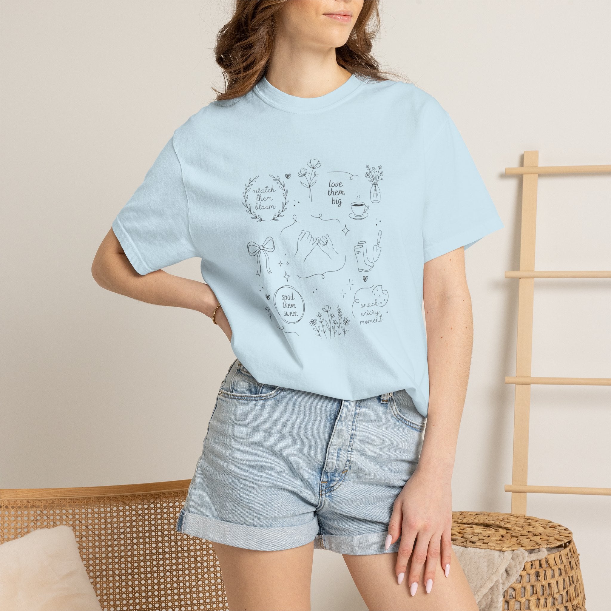 Doodle Positivity T-Shirt — Minimal Floral & Inspirational Sketches